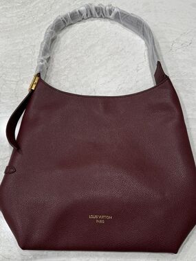 Burgundy Pebbled Leather Shoulder Bag with Gold Hardware (BRAND NEW)